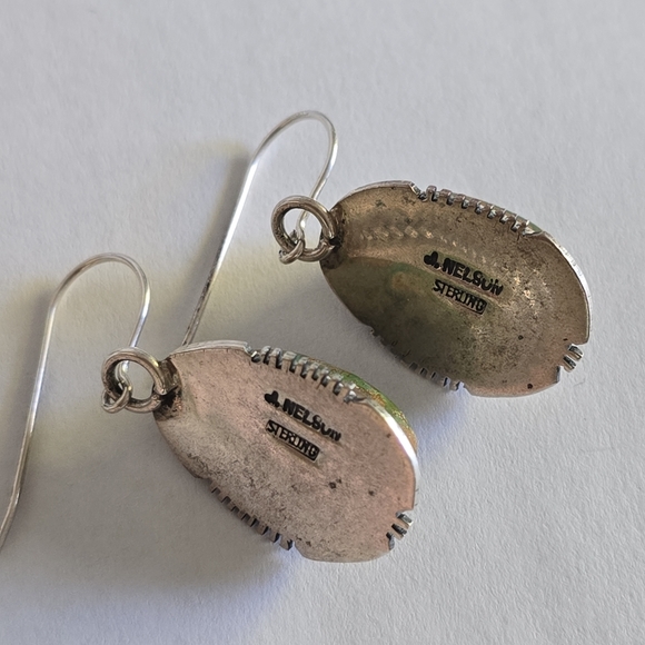Set Of J. Nelson Navajo Sterling Earrings, Bracelet Turquoise & Pendant Necklace - Picture 5 of 12